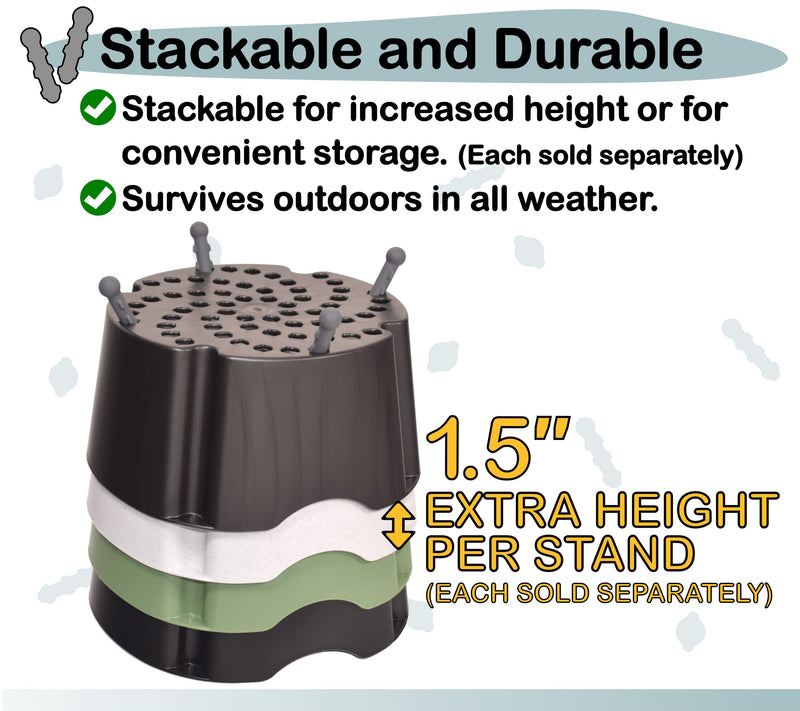 PegSet My Bowl Stand | 5” Elevated Stand for Any Dog Bowl up to 7.5” Width, Lift Your Pet’s Food or Water, Reduces Joint Strain, Sturdy and Durable, Washable and Stackable, Adjustable Raised Feeder 5" Height, for Bowl up to 7.5" Base Width Black - BeesActive Australia