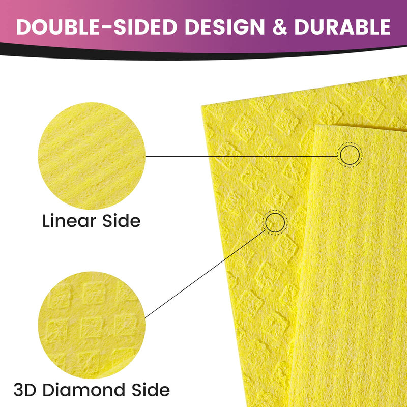 Homaxy Swedish Dishcloths for Kitchen, 10 Pack Reusable and Eco-Friendly Cellulose Sponge Cloths Dish Towels, Absorbent and No Odor Paper Towels for Dishes ＆ Counters, Yellow Pack of 10 - BeesActive Australia