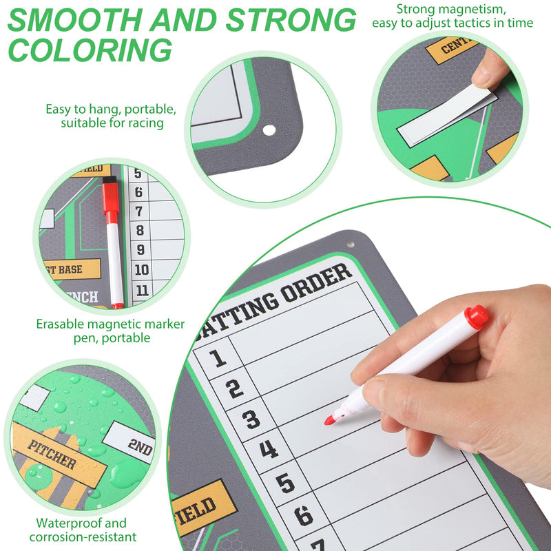 Sherr 15.7'' x 12'' Magnetic Dugout Board Baseball Magnetic Line Up Board with 60 Lineup Cards, 4 Erasable Marker Pens and 3 Hanging Fence Hooks for Dugout Baseball Coaching Accessories Dugout Display - BeesActive Australia