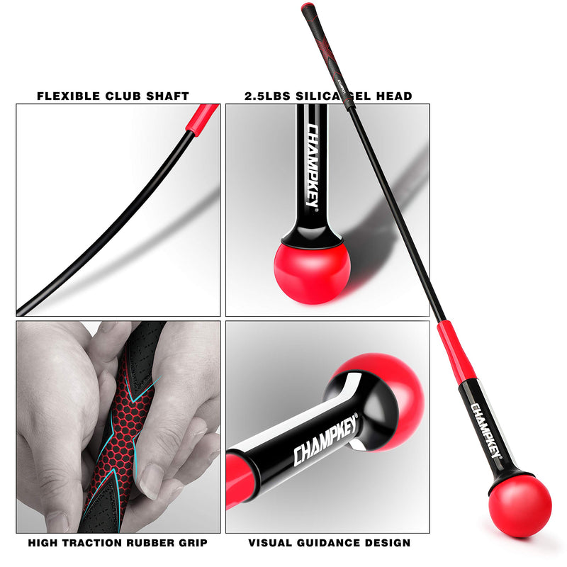 Champkey Golf Swing Trainer - Tempo & Flexibility Training Aids Warm-Up Stick Ideal for Golf Indoor & Outdoor Practice Red 40 Inches - BeesActive Australia