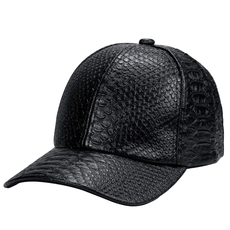 INOGIH Snakeskin-Leather Baseball-Cap Unisex Casual-Dad-Hat Adjustable Snapback for Women Men Black - BeesActive Australia