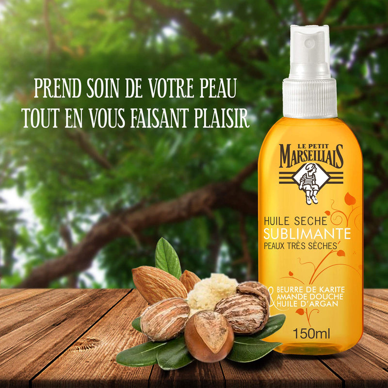 Le Petit Marseillais Sublimating Body Oil Spray Treatment for Very Dry Skin, 150ml Shea Butter, Sweet Almond & Argan Oil - BeesActive Australia