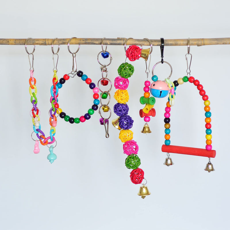 Youngever 12 Packs Bird Swing Toy, Parrot Toys Hanging Bell, Bird Cage Toys for Parrots, Finches, Macaws, Cockatiels - BeesActive Australia