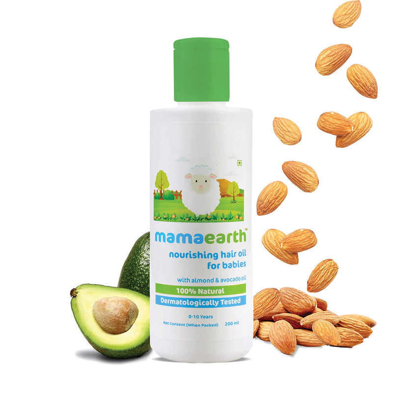Mamaearth Nourishing Baby Hair Oil, with Almond & Avocado Oil white 200 ml (Pack of 1) - BeesActive Australia
