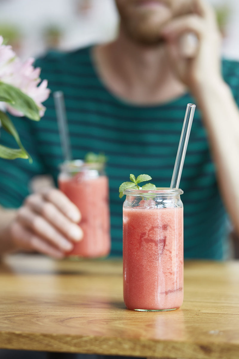 HALM Glass Straws - 6x 9 inch Reusable Drinking Straws + Plastic-Free Cleaning Brush - Made in Germany - Dishwasher Safe - Eco-Friendly - Straight - Perfect for Smoothies, Cocktails - BeesActive Australia