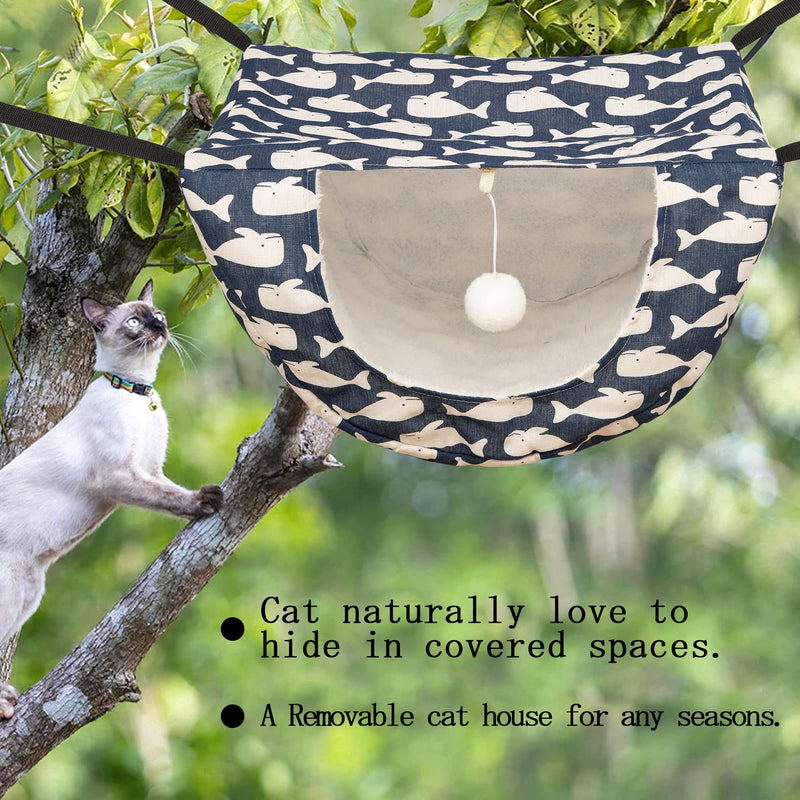 JSPYFITS Cat Cage Hammock,Double Layer Hanging Adjustable Soft Pet Bed Suitable for Kitten Ferret Puppy Rabbit or Small Pet, Hanging Bed for Pets, 2 Level Indoor Bed for Spring/Summer/Winter Blue Whale - BeesActive Australia