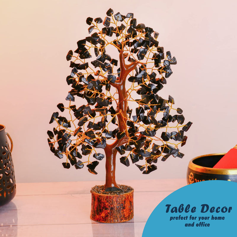 YATHABI Black Tourmaline Golden Wire Handmade Gemstone Tree Feng Shui Bonsai for Attracting Positive Energies Chakra Balancing Aura Cleansing Crystal Healing Home D�cor Size Approx. 10-12 Inch� - BeesActive Australia