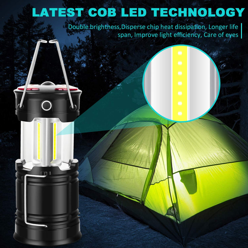 EZORKAS 2 Pack Camping Lanterns, Rechargeable Led Lanterns, Hurricane Lights with Flashlight and Magnet Base for Camping, Hurricane, Hiking, Emergency, Outage - BeesActive Australia