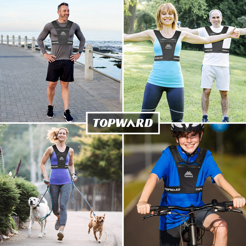 Topward Running Vest Phone Holder for Men Women, Waterproof Cell Phone & Key Pouch, Reflective Hydration Vest Train Free Workout Gear - Lightweight, Breathable Mesh Pockets - Adjustable Waistband - BeesActive Australia