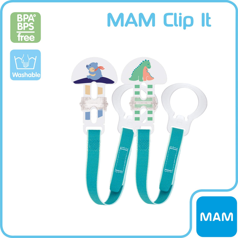 MAM Soother Clips, Pack of 2, Baby Soother Chain Fits All MAM Soothers, Newborn Essentials (Soothers Not Included) Blue - Clips - BeesActive Australia