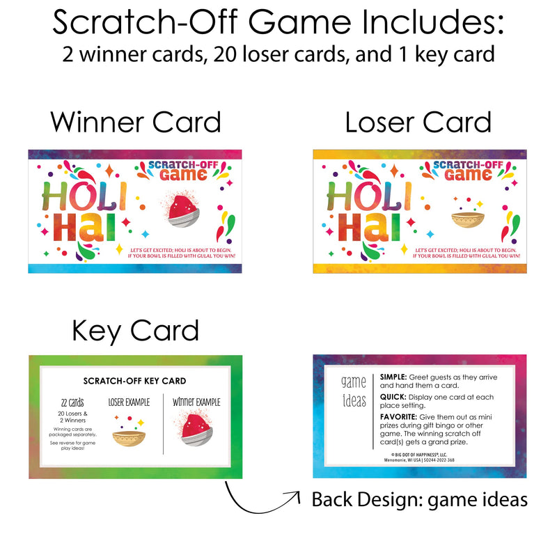 Big Dot of Happiness Holi Hai - Festival of Colors Party Game Scratch Off Cards - 22 Count - BeesActive Australia