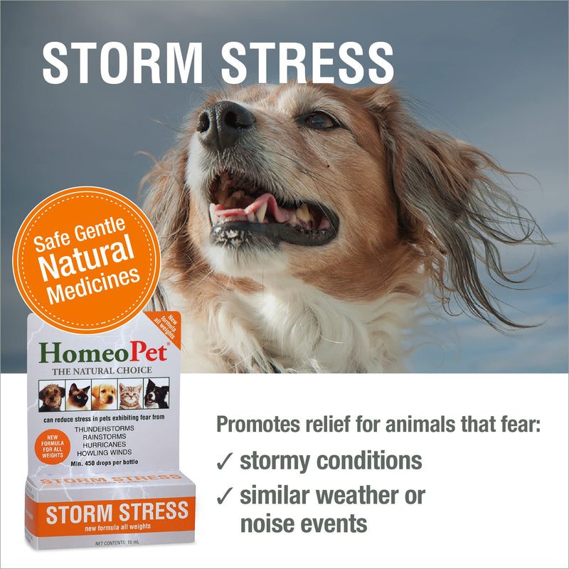 HomeoPet Storm Stress, Storm Anxiety Relief for Dogs, Cats, and Other Small Animals, 15 Milliliters 20 to 80-Pound - BeesActive Australia