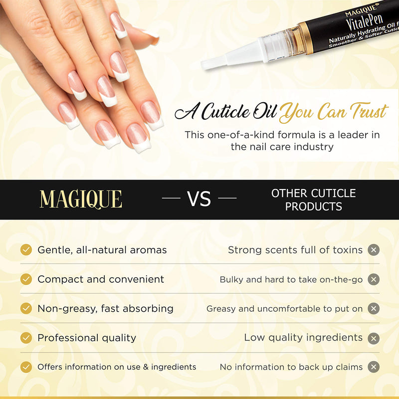 Cuticle Oil Pen For Nails - Nail Oil Pen - Cuticle Oil For Nail - Nail Oil For Manicure - Nail Care Oil Pens With Vitamins A & E - 1 Box Includes 2 Pens - Magique VitalePen .14oz 2 Pack - BeesActive Australia