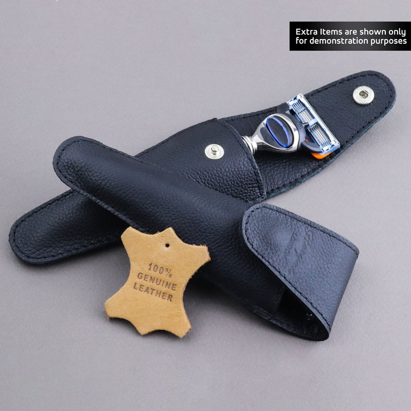 Razor Pouch - Pure Leather Safety Razor Case - Triple Blade Shaving Razor Case - Travel Size Shaving Pouch Holder - Razor Cover for Men and Women - BeesActive Australia