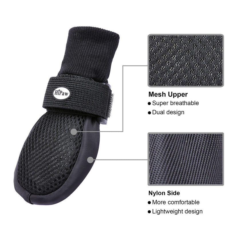 Hipaw Summer Breathable Dog Boots Nonslip Sole Paw Protector for Hardwood Floor XLarge ( Insole: 2.83"W ) Black - BeesActive Australia