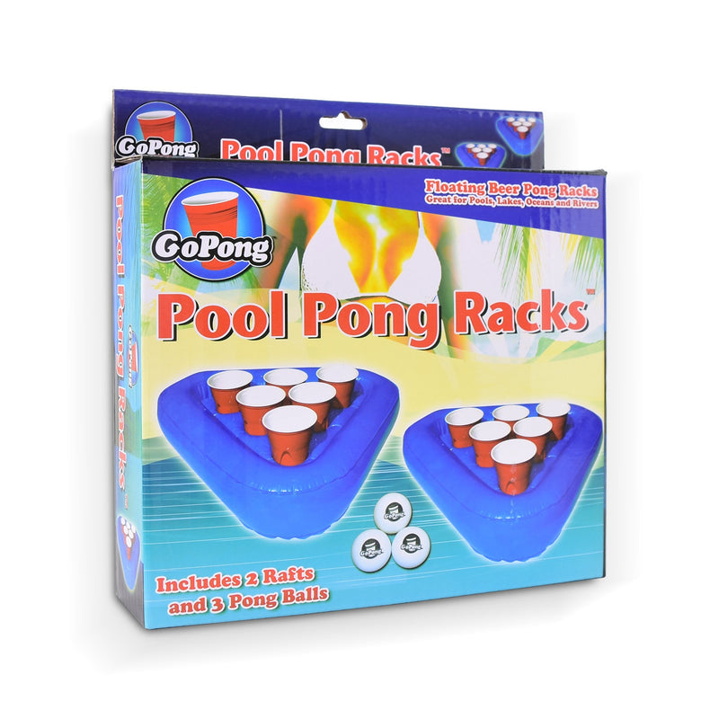 GoPong Pool Pong Rack Floating Beer Pong Set, Includes 2 Rafts and 3 Pong Balls, Blue - BeesActive Australia