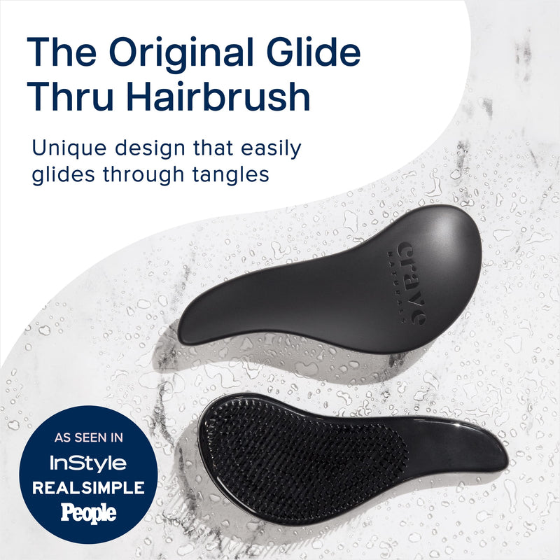 Crave Naturals Glide Thru Detangling Hair Brush for Adults & Kids Hair - Detangler Brush for Natural, Curly, Straight, Wet or Dry Hair - Hairbrush for Men & Women - 1 Pack - Black - BeesActive Australia