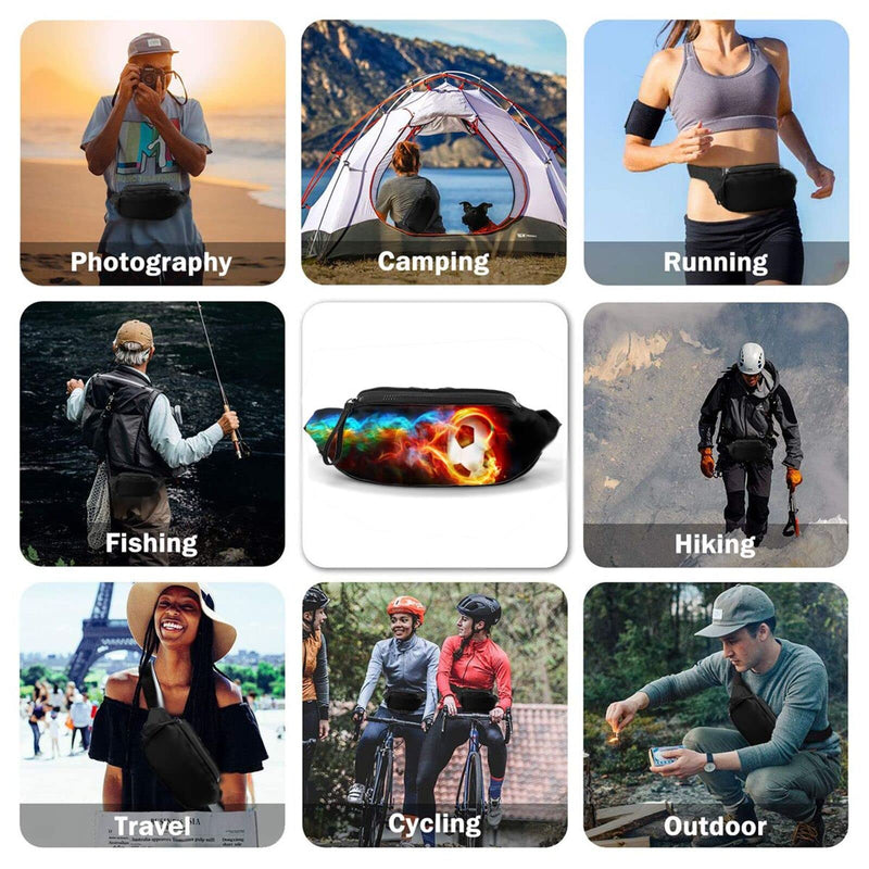 Fire Soccer Fanny Pack For Men Women,With Adjustable Zipper Lightweight Strap Waist Pack For Casual Running Hiking Fire Soccer - BeesActive Australia