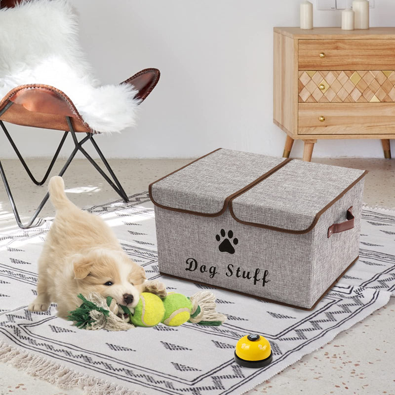 Morezi Large Dog Toy Storage Box with Lid Basket Organizer - Perfect Collapsible Bin for Living Room, Playroom, Closet, Home Organization Dog Light Gray - BeesActive Australia