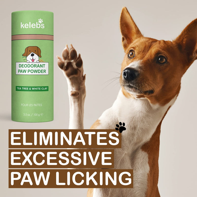 Kelebs Dog Natural Organic White Clay Powder Paw Cleaner, Tea Tree Oil Enzymes Odor Eliminator Deodorant, Prevent Paw Licking After Balm Use, Daily Remedies, Itchy Relief Allergies, Zero Plastic Vegan - BeesActive Australia