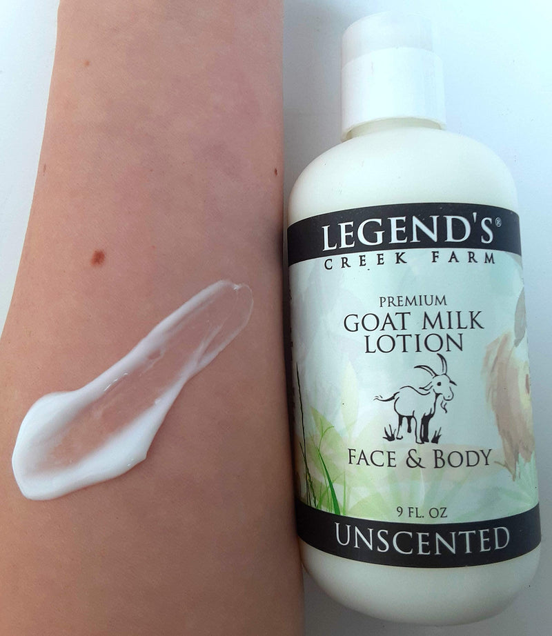 Legend's Creek Farm Lotion, Premium Goat Milk Lotion, No Harsh Chemicals, Deeply Moisturizing, Handmade in USA (Unscented L.) Unscented  - BeesActive Australia