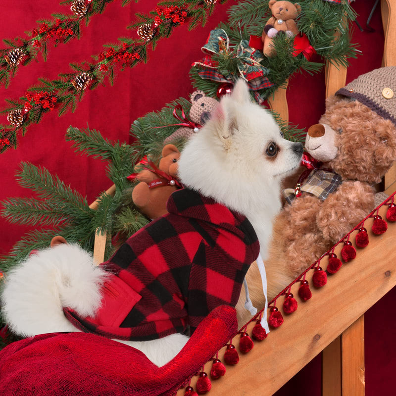 3 Pieces Plaid Dog Hoodie Pet Clothes Sweaters with Hat and Pocket Christmas Classic Plaid Small Medium Dogs Winter Clothing Warm Pet Fleece Hooded Coat Cold Weather Pet Clothes for Dogs and Cats X-Large - BeesActive Australia