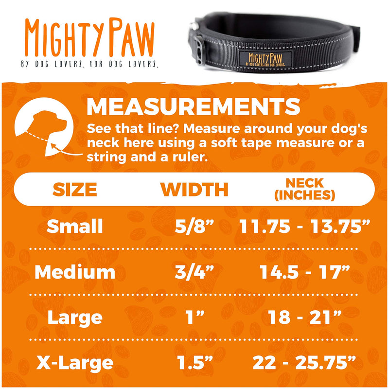 Mighty Paw Neoprene Padded Dog Collar, Reflective Running Dog Collar, Premium Quality Sports Collar, Extra Comfort for Active Dogs Black- Large - BeesActive Australia