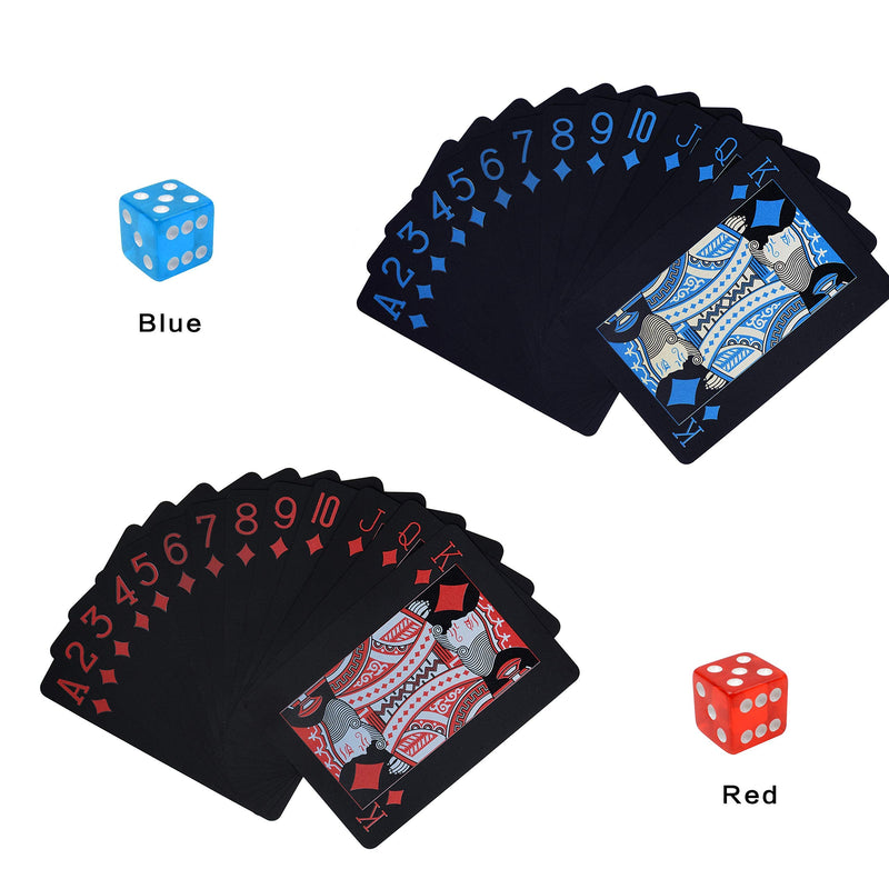 Poker Playing Cards Dice Sets Poker Table Cards PVC Waterproof Stacking Cup Dice Grade AAA Precision 19mm Serialized Casino Craps Dice with Razor Edges and Corners for Classic Magic Tricks Deck Blue - BeesActive Australia