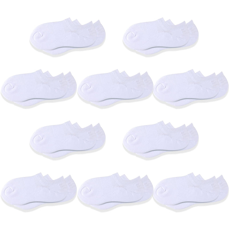 Cozi Foot 10 Pairs Boys Girls No Show Socks Cotton Non Slip Low Cut Socks Medium C01-white - BeesActive Australia