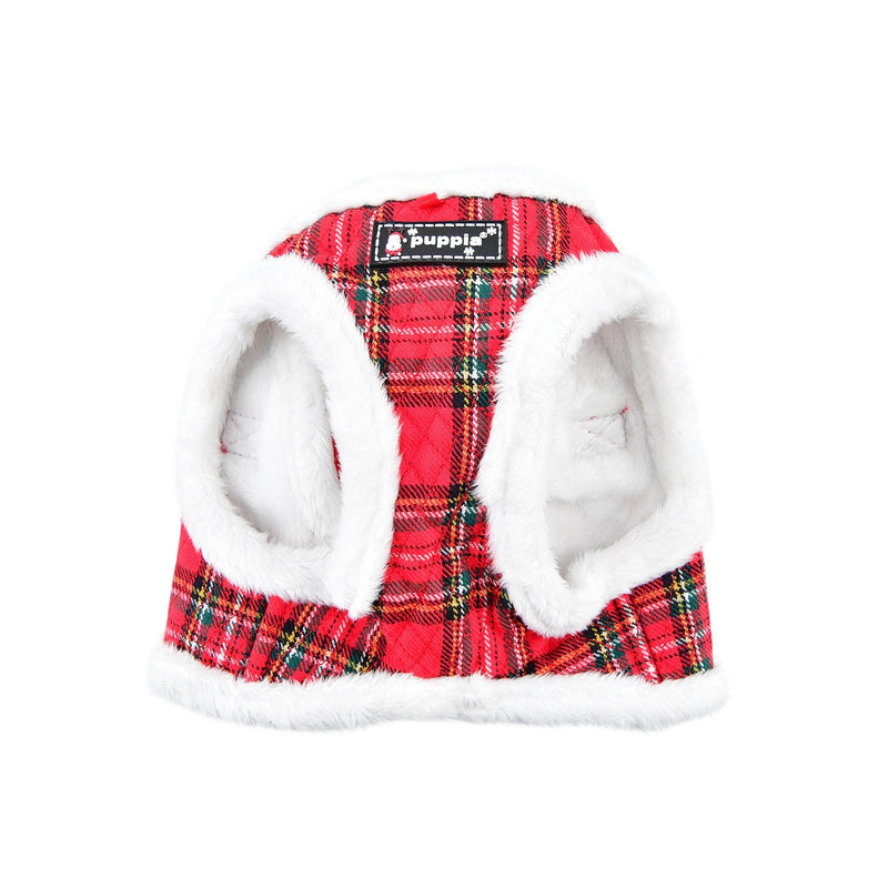 Puppia Christmas Winter Dog Harness Vest Step-in No Pull Cold Weather No Choke Warm Fleece Walking Training for Small & Medium Dog Puppia Blitzen Harness B Checkered Red - BeesActive Australia