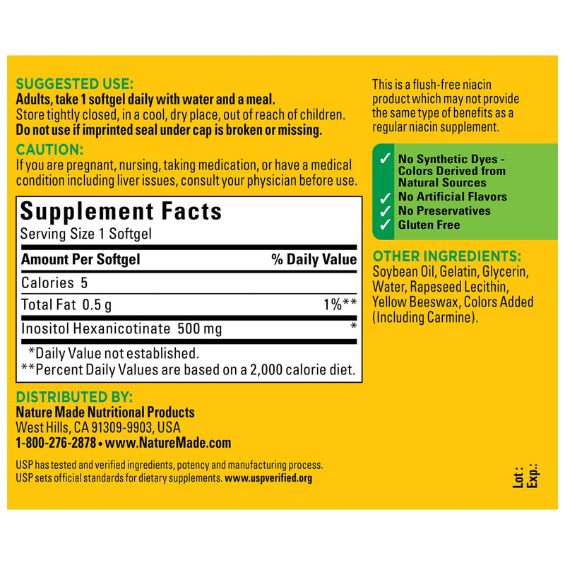 Nature Made Niacin 500mg Flush-Free, 60 Softgels, Helps Support Nervous System Function - BeesActive Australia