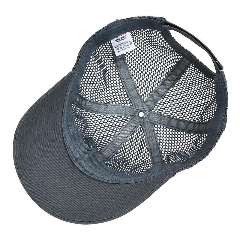 FEICUI Men Mesh Trucker Baseball Cap Adjustable 6-Panel Hat Outdoor Sports Wear 7 1/4-7 1/2 Grey - BeesActive Australia