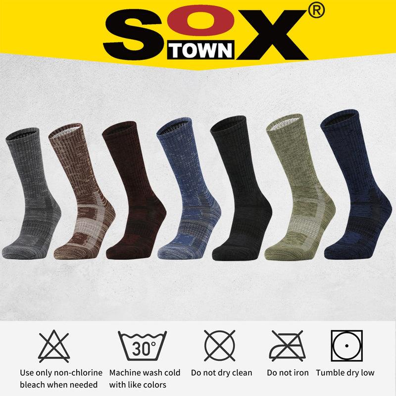 Sox Town Moisture Wicking Breathable Performance Combed Cotton Cushion Crew Socks Men 6 Pack Shoe Size: 6-12 Navy Blue - BeesActive Australia