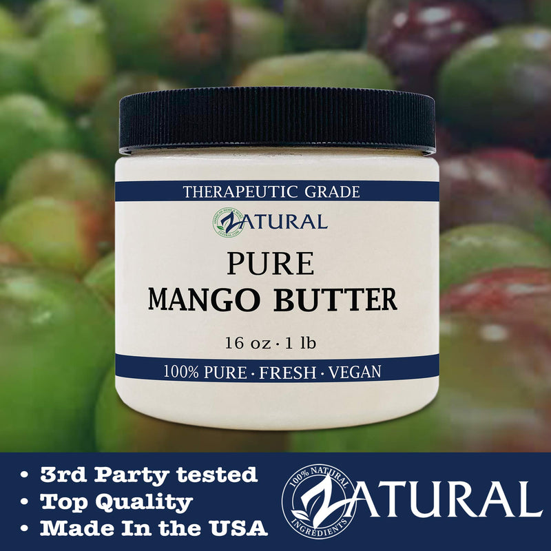Zatural Mango Butter Pure Food and Cosmetic Grade Natural (16 Ounce) 16 Ounce - BeesActive Australia