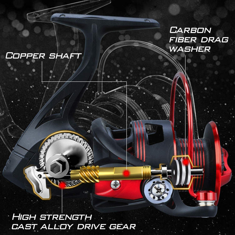 [AUSTRALIA] - One Bass Fishing reels Light Weight Saltwater Spinning Reel - 39.5 LB Carbon Fiber Drag,12+1 BB Ultra Smooth All Aluminum Inshore Reel for Saltwater or Freshwater DL2000 