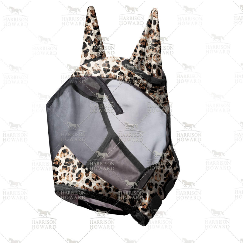 Harrison Howard LumiVista Horse Fly Mask Standard with Ears UV Protection for Horse with Multicolor Print Full (Large) Leopard Print - BeesActive Australia