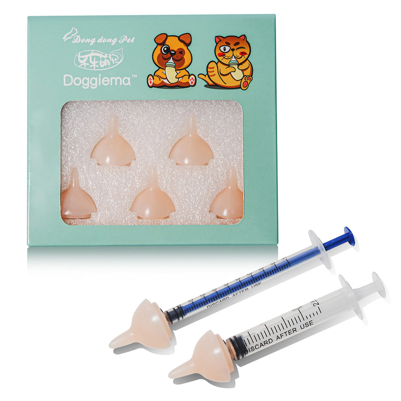 Bubble milk bowl Silicone Feeding Nipple and Syringes for Newborn Kittens, Puppies, Rabbits, Small Animals Dongdong pet S ( 5 pcs) Pink - BeesActive Australia