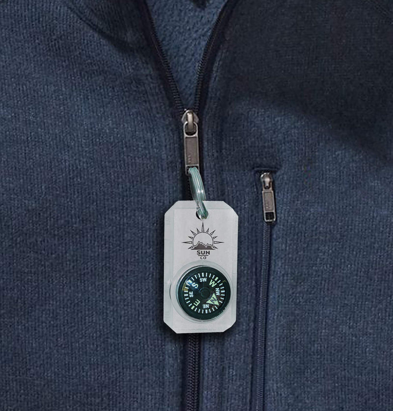 MiniComp - Zipperpull Mini Compass with Split Ring | Easy-to-Read Compass for Jacket, Parka, or Pack - BeesActive Australia