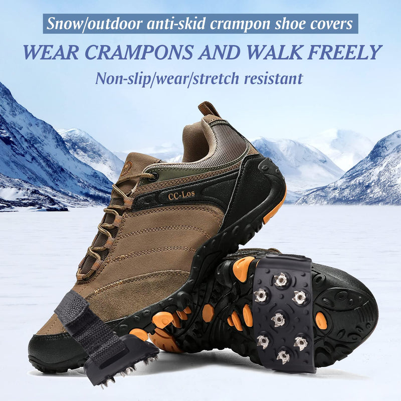 Crampons for Hiking and Anti-Skid, Traction Ice Cleats Grippers 7 Point Cleats for Walking Climbing Fishing Jogging Mountaineering - BeesActive Australia