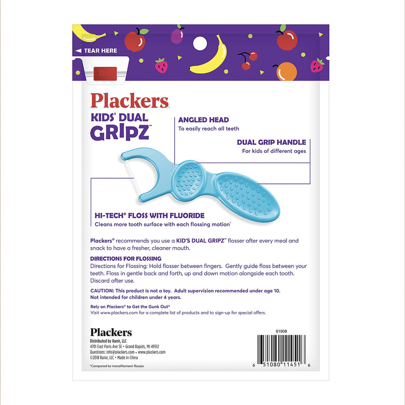Plackers Kids Dental Floss Picks 75, Multicolor, Fruit Smoothie Swirl, Original Version, 300 Count (Pack of 4) Plackers Kids Pack of 4 - BeesActive Australia