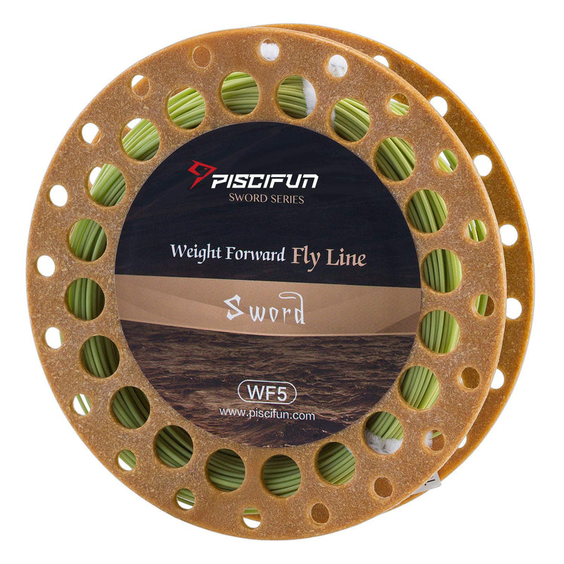 [AUSTRALIA] - Piscifun Sword Fly Fishing Line with Welded Loop Weight Forward Floating Fly Line WF1 2 3 4 5 6 7 8 9 10wt 90 100FT Moss Green WF-5F 100FT 