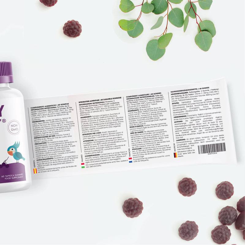 Black Elderberry Extract Gummies - 1500mg Equivalent - Immune Support Wild European Sambucus Extract 10:1- Tapioca Based - Non-GMO, 60 Vegan Gummies. 1 - BeesActive Australia