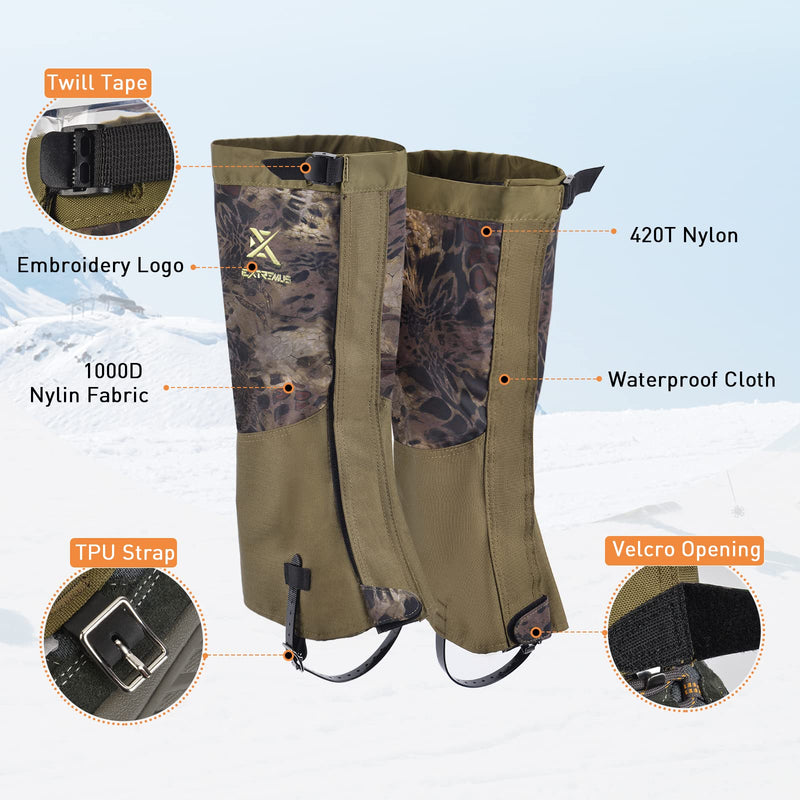 Extremus Buckwell Waterproof Hunting Leg Gaiters, Snow Boot Gaiter for Men & Women Snowshoeing, Breathable Gaiters for Hiking, Hunting and Skiing Ambush Medium - BeesActive Australia