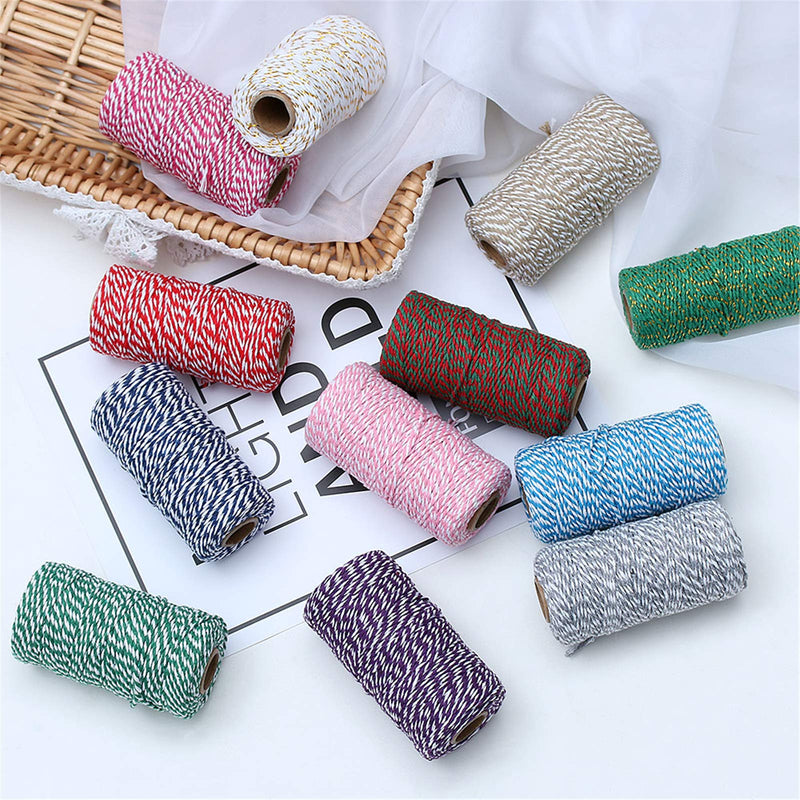 1 Roll 2mm 109 Yard Colourful Cotton Cord Bakers Twine DIY Crafts Gift Wrapping Christmas Wedding Home Decor String Rope (Dark Purple+White) Dark Purple+white - BeesActive Australia