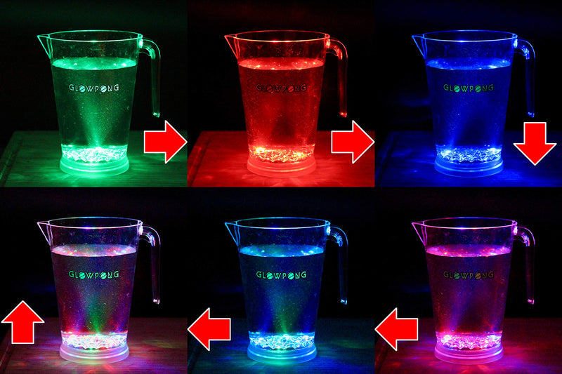 GLOWPONG Party Pack - 1 LED Color-Changing Drink Pitcher + 1 LED Ball Charging Unit + 12 Glowing Game Balls for Indoor Outdoor Nighttime Glow-in-The-Dark Beer Pong Drinking Game Fun and Competition - BeesActive Australia