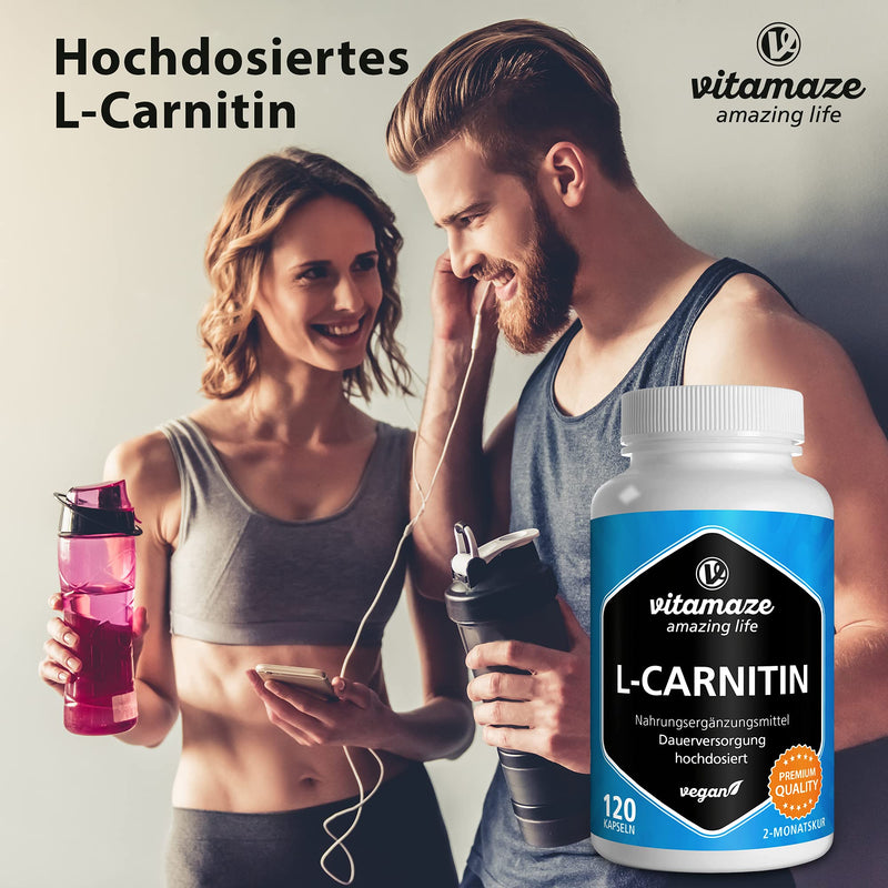 L-Carnitine High Strength & Vegan, 680 mg Pure L-Carnitine per Day, 120 Capsules for 2 Months, Natural & Organic Supplement Without Additives - BeesActive Australia