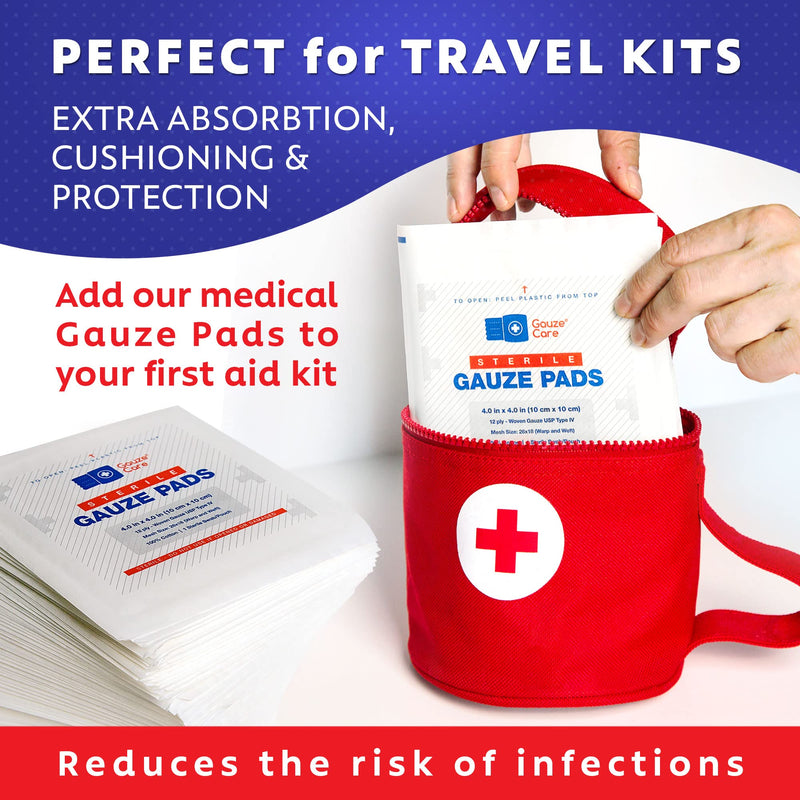 100pc Large Sterile Gauze Pads 4x4 Sterile for Wounds Bulk - 12ply Woven Gauze Sponges 4x4 Sterile - USP IV Thick Breathable Mesh 4x4 Gauze Pads Sterile for Enhanced Absorption - First Aid Medical Woven Gauze Pads 100% Cotton Woven 4"x4" 100 Count - BeesActive Australia