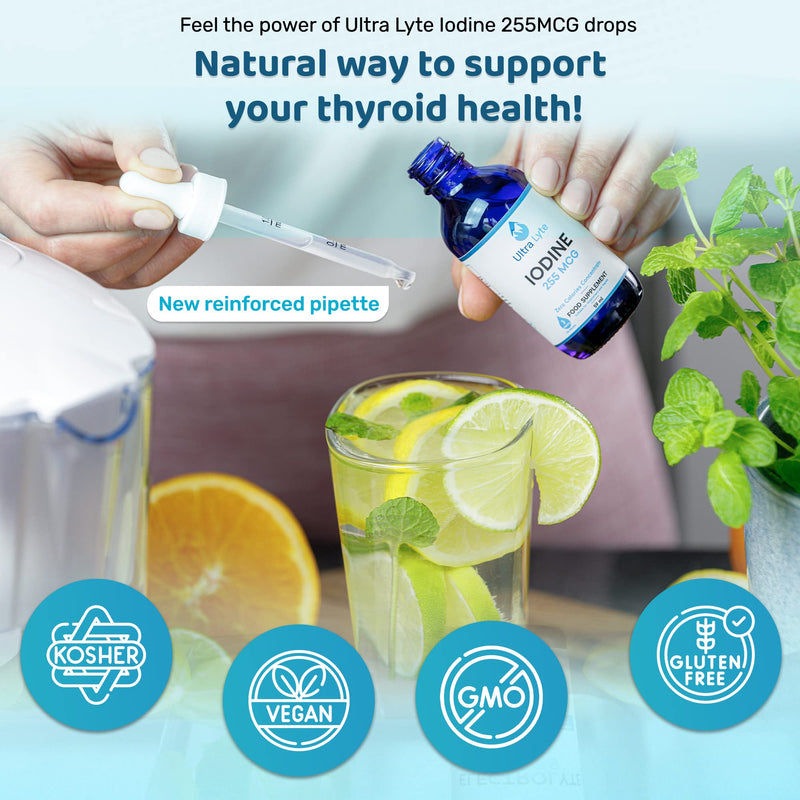 Ultra Lyte Iodine 255MCG � 59ml Iodine Supplement from Potassium Iodide � Optimal Thyroid Function, Hormone Production � Dietary Supplement for Cognitive Function, Normal Energy Levels - BeesActive Australia