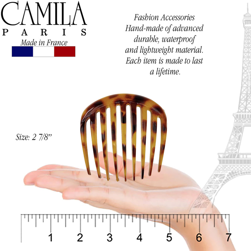 Camila Paris CP2878 French Hair Side Comb Small Rounded, Tokyo, French Twist Hair Combs, Strong Hold Hair Clips for Women Bun Chignon, No Slip Styling Girls Hair Accessories Made in France - BeesActive Australia