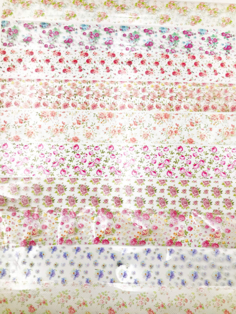 Spring Flower Designer Logo Foil Transfer Stickers Thermal Transfer Star Paper for 3D Nail Art Decorations (10rolls/box,3.8x50cm/roll) - BeesActive Australia